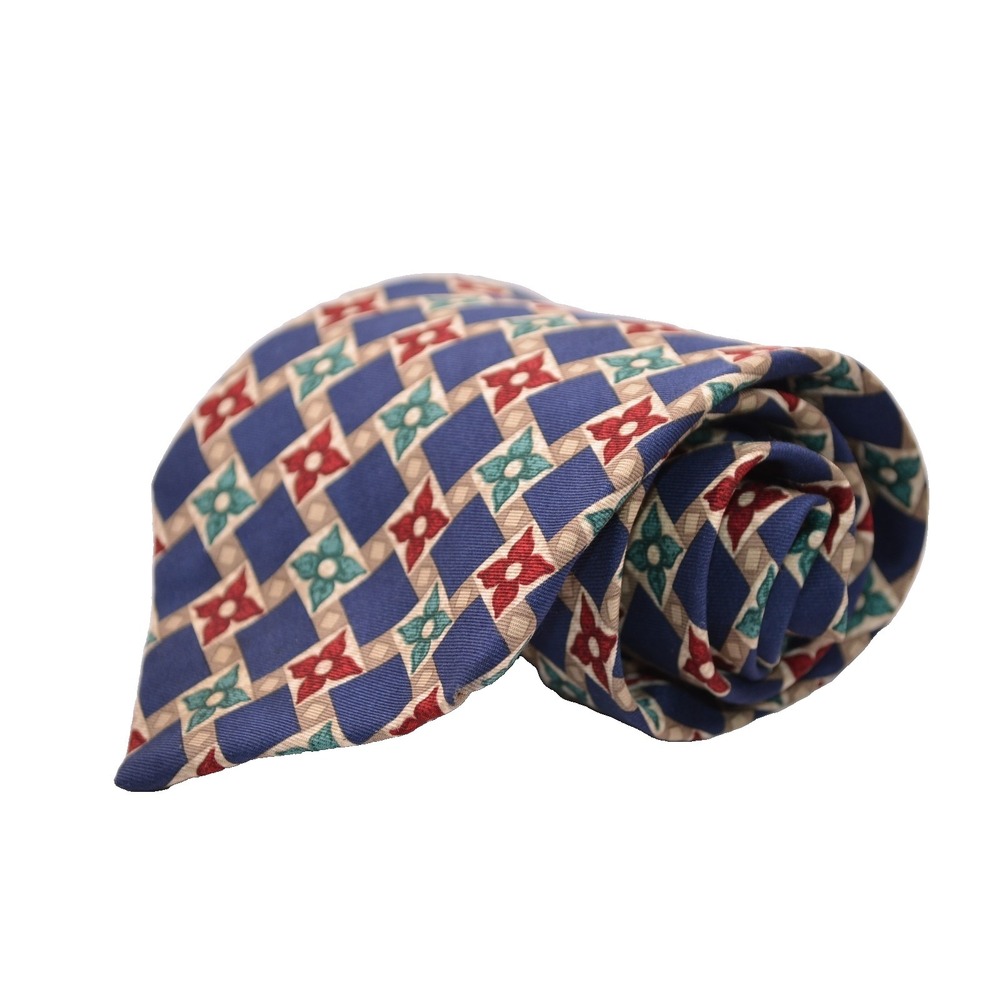 Burberrys Silk Tie Mens Geometric Blue Red